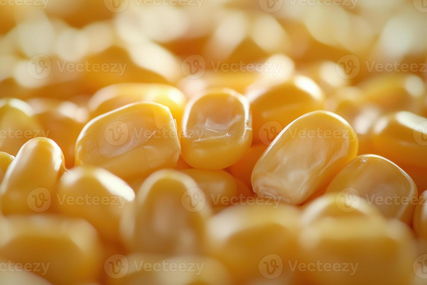 Close-up view of fresh yellow corn kernels arranged on a surface photo