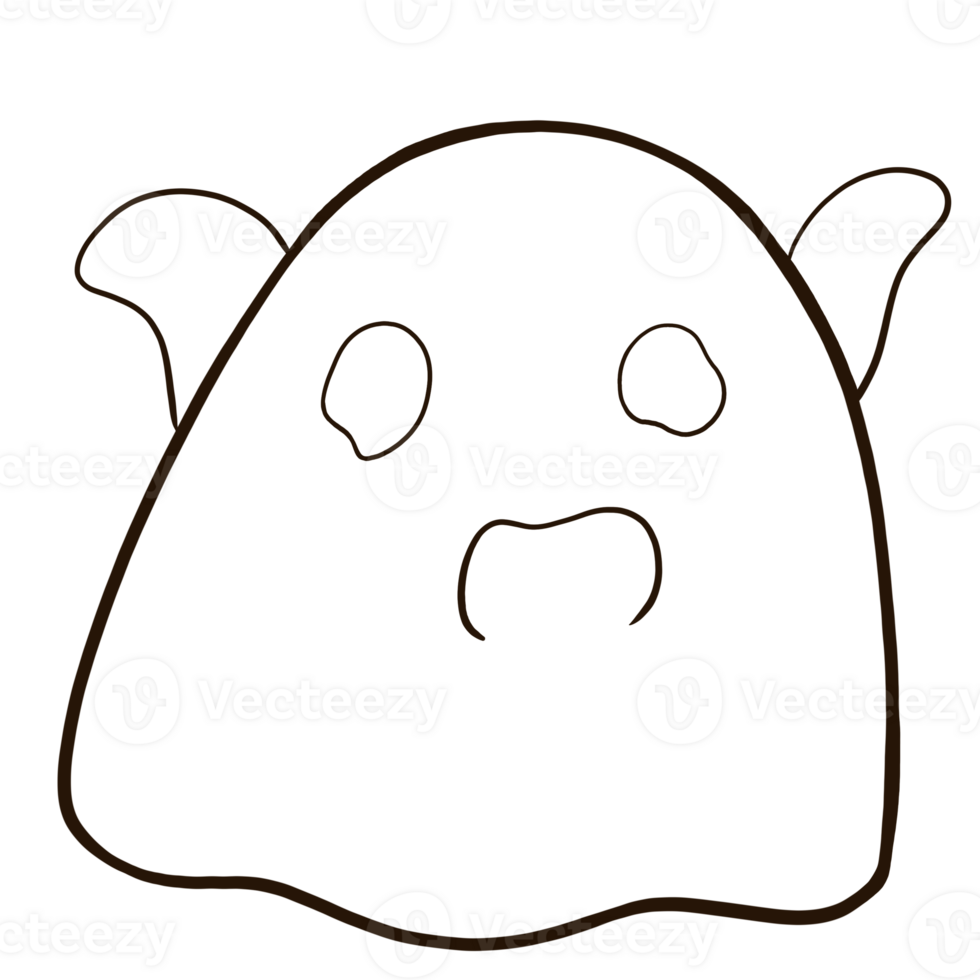 a ghost face with a black outline png