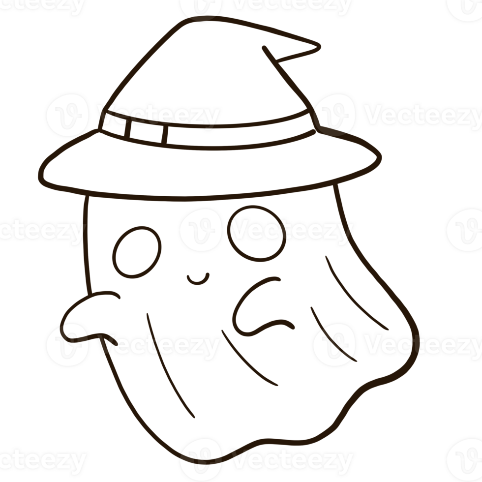 cartoon ghost wearing a witch hat png