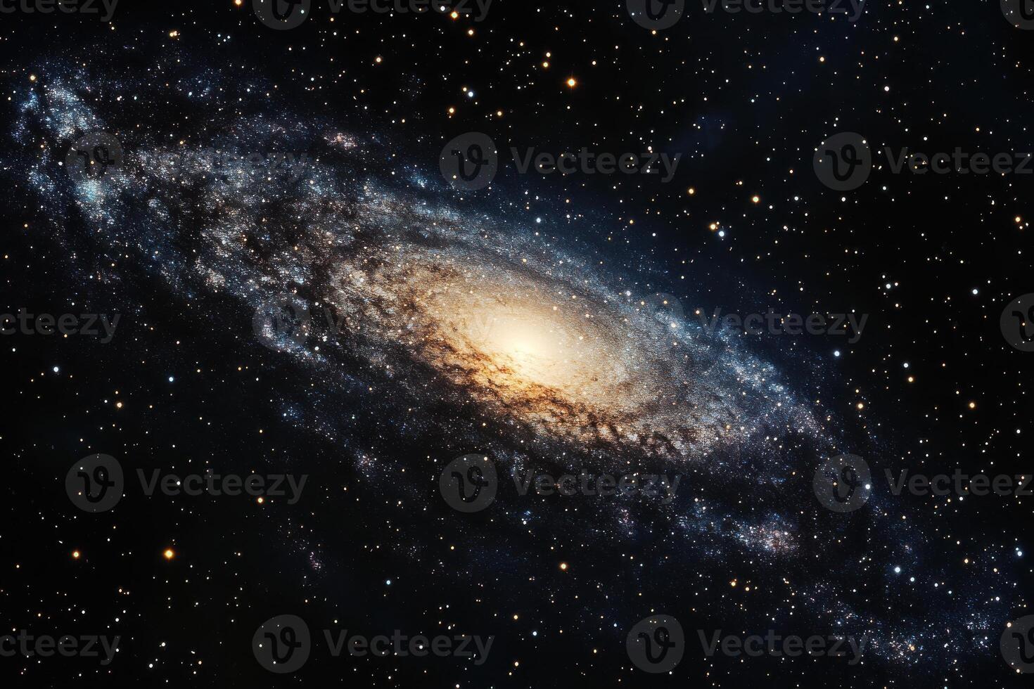 Stunning view of a spiral galaxy illuminated by countless stars in the vast universe at night photo