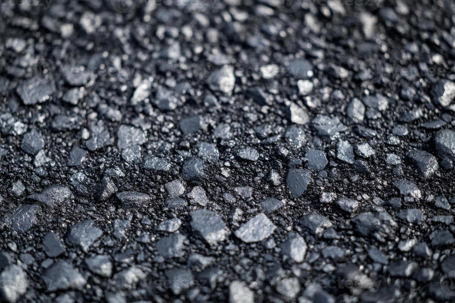 Textured asphalt surface with pebbles in a newly paved urban roadway during daylight photo