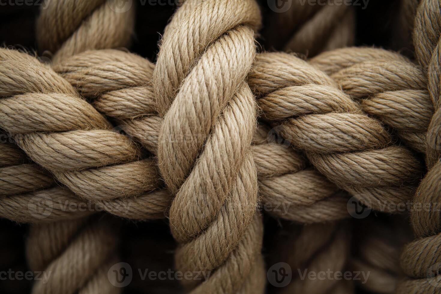 Close-up of intertwined natural fibers showcasing intricate knotting techniques in soft light photo