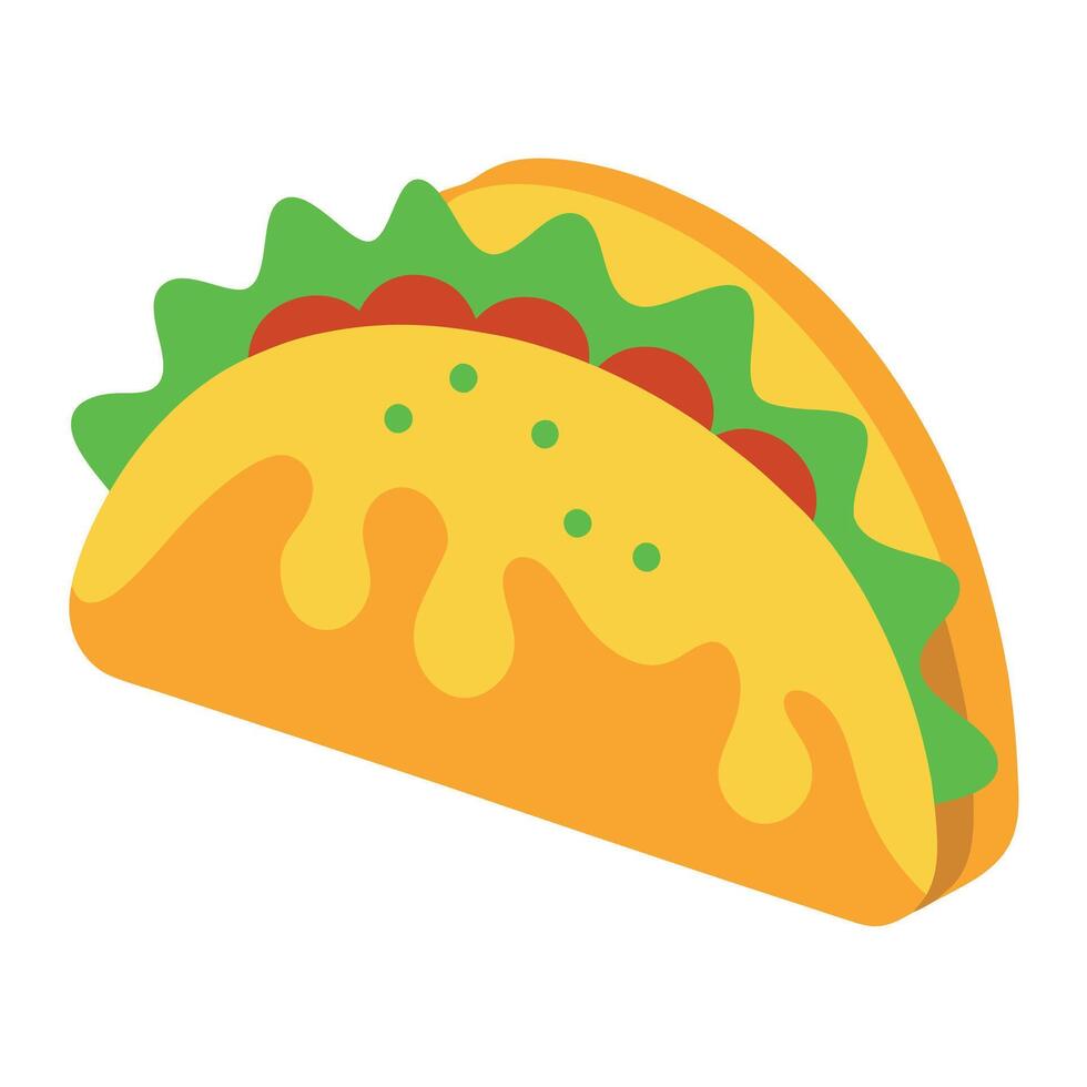 taco with dripping cheese illustration vector