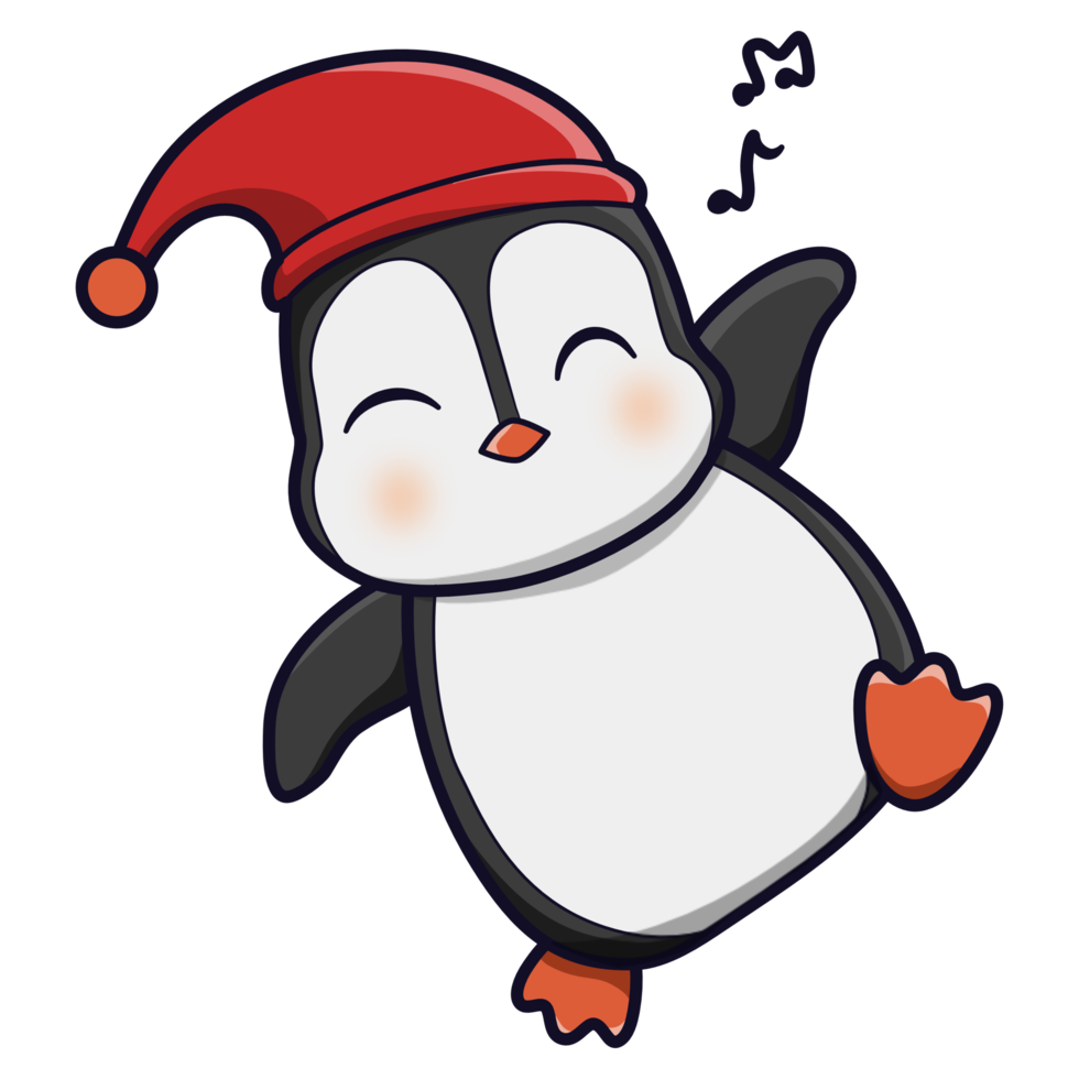 Cute penguin with hat Christmas png
