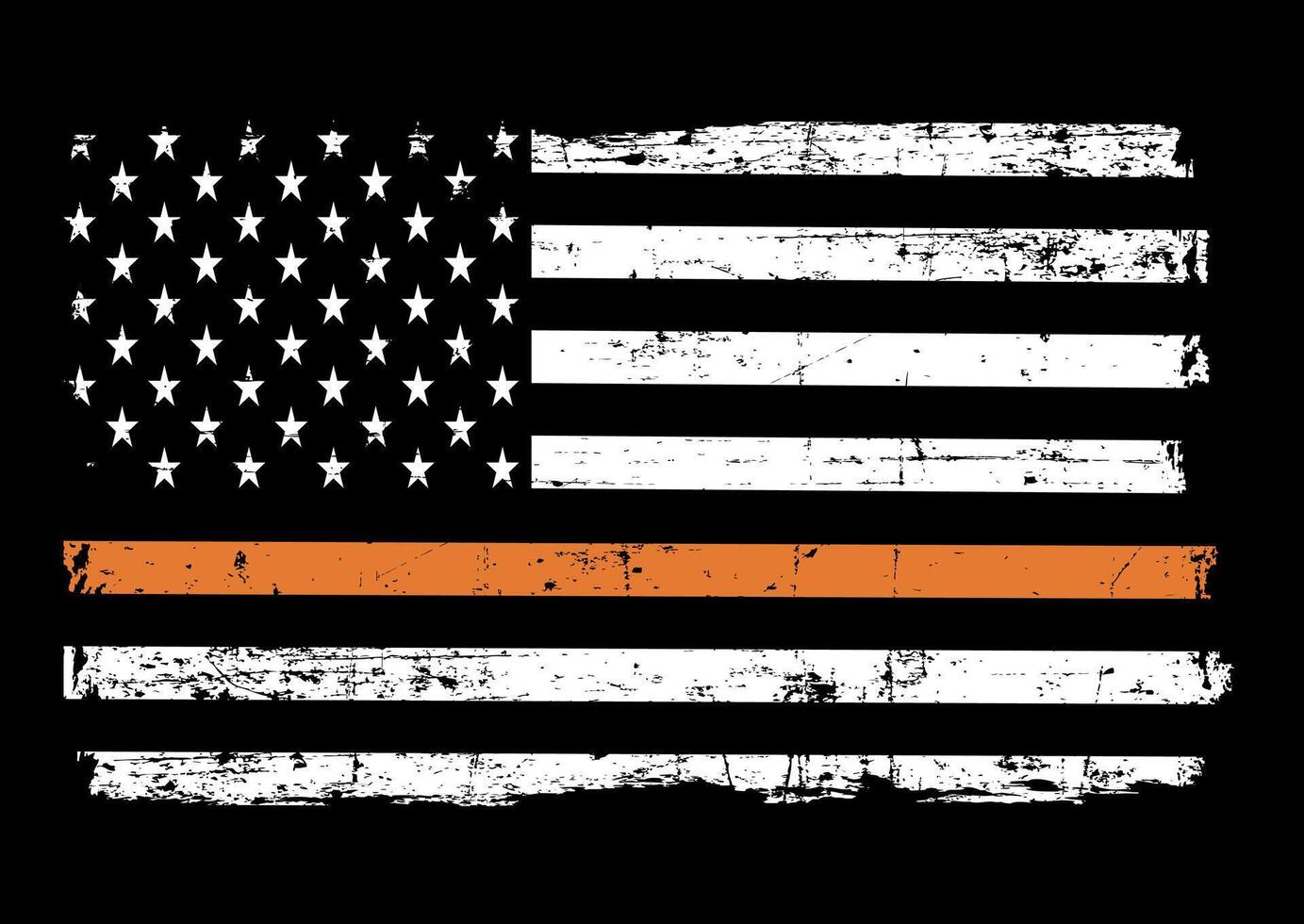 Leukemia Awareness USA Flag Design. Thin orange line, Distressed American flag. vector