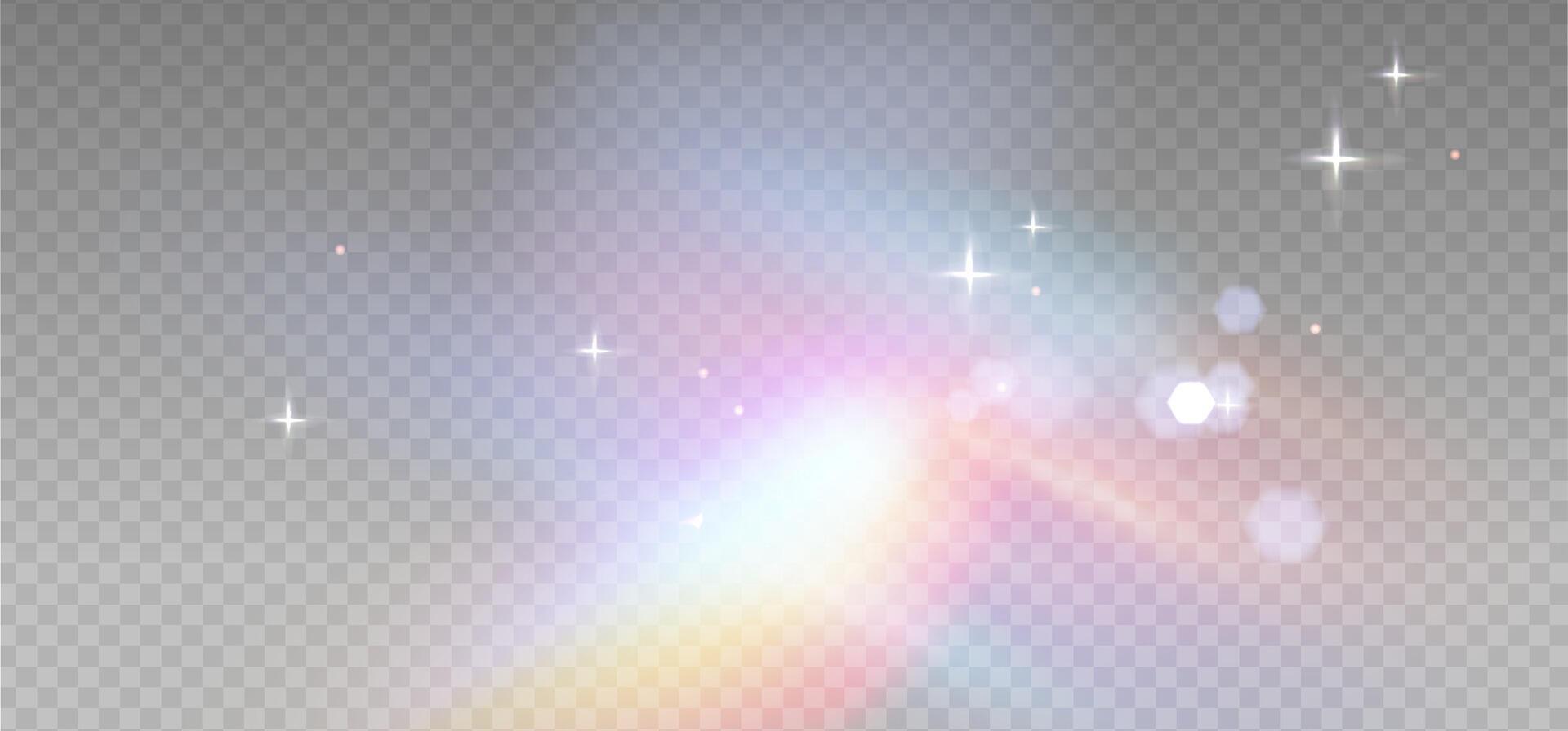 Rainbow reflection light prism effect on light background. Hologram glass dispersion, crystal flare leak shadow overlay. illustration vector