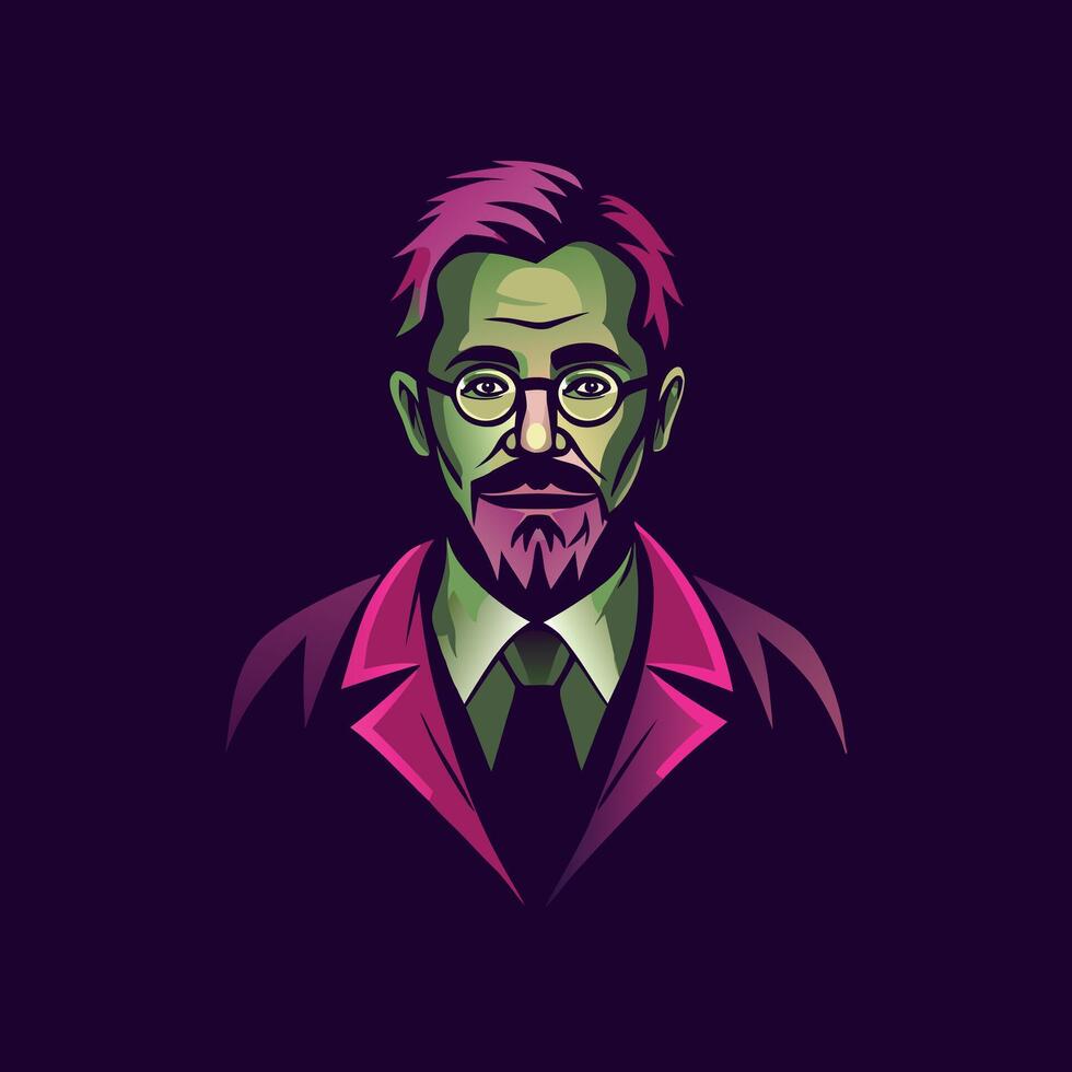 Flat icon of a professor vector