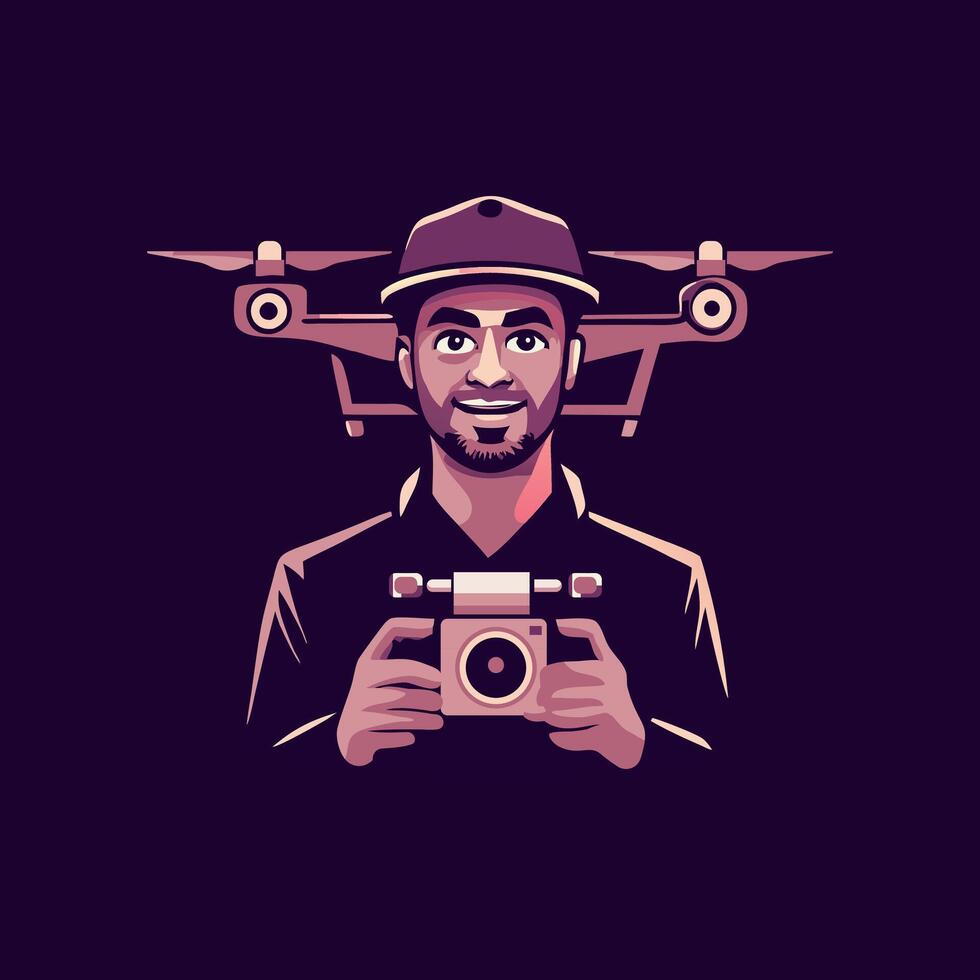 Drone pilot icon in flat style vector