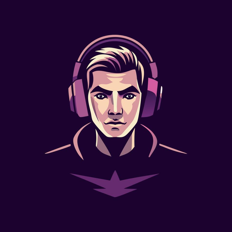 Flat icon of a gamer boy vector