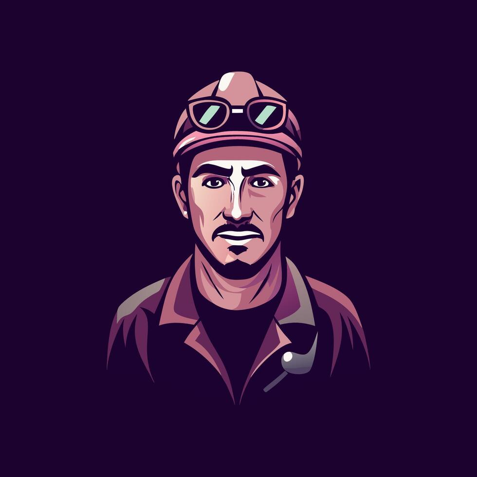 Flat style icon of a mine worker vector