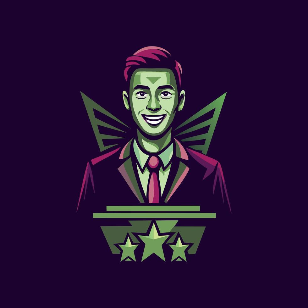 Flat icon of a successful person vector