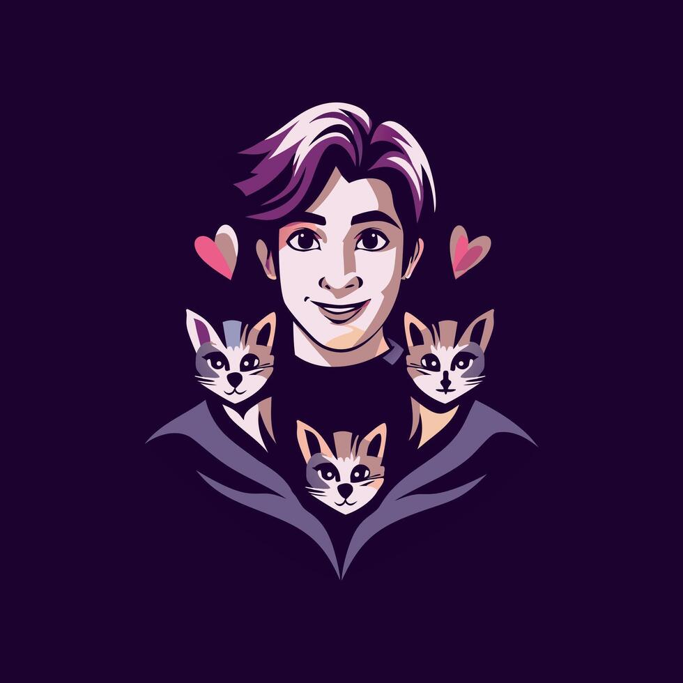 Cat lover icon in flat style vector