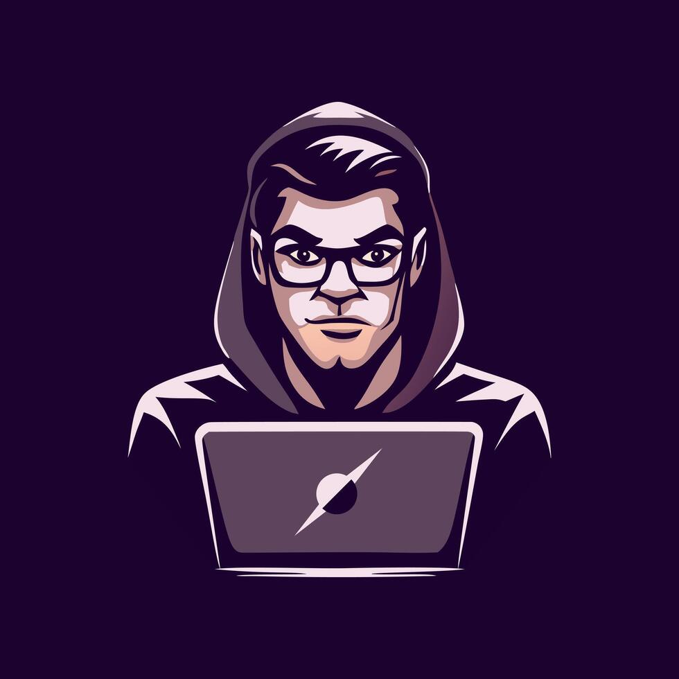 Flat icon of a coder vector