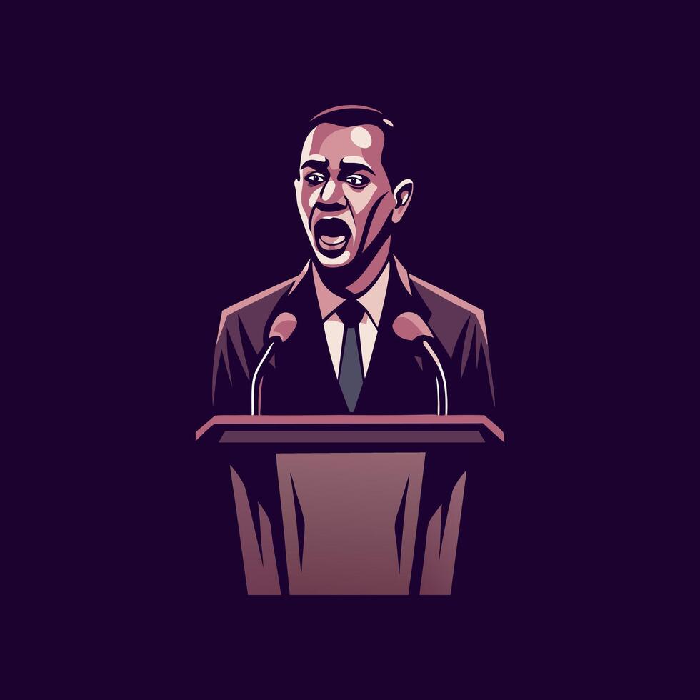 Flat style icon of an orator vector