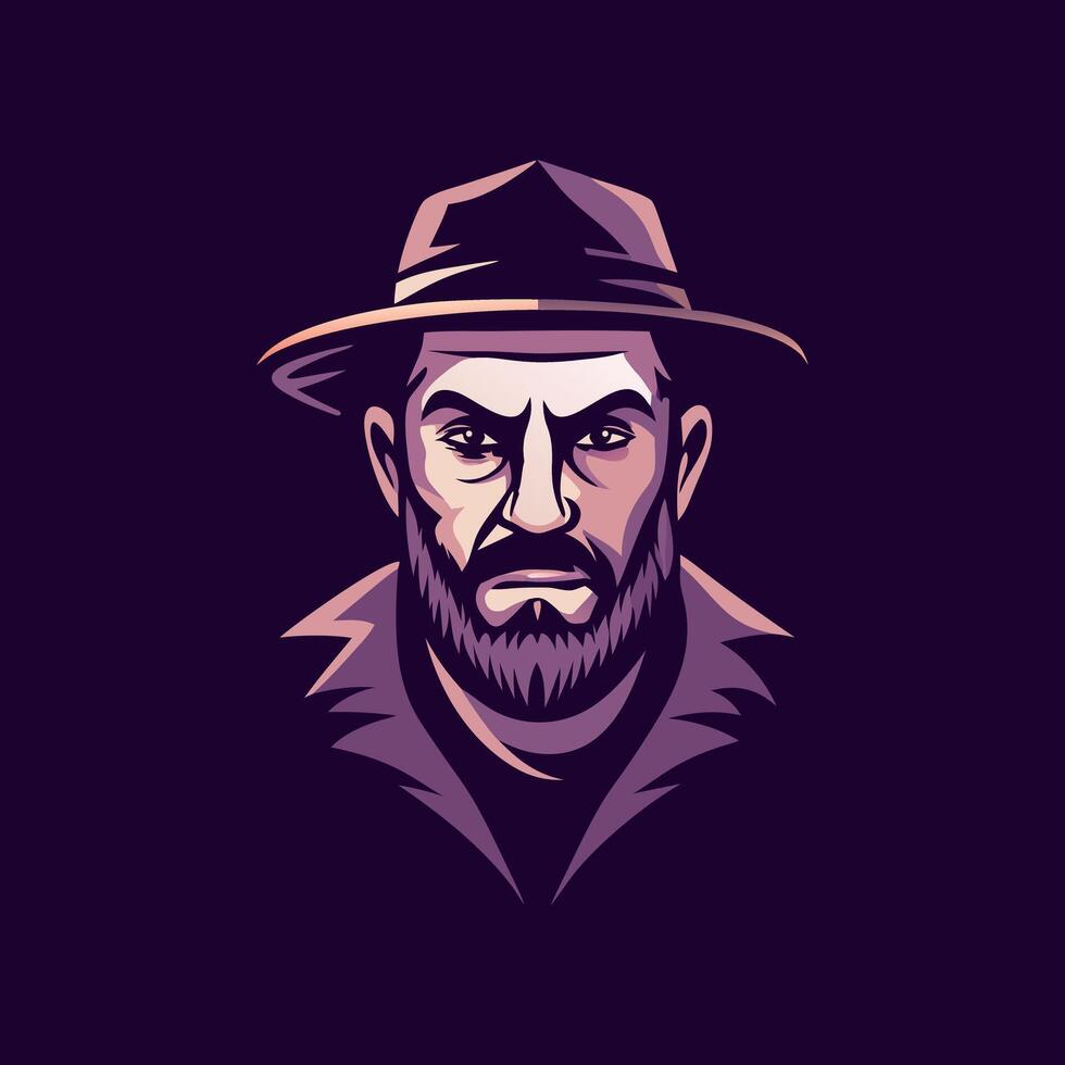 A flat icon of beard man vector