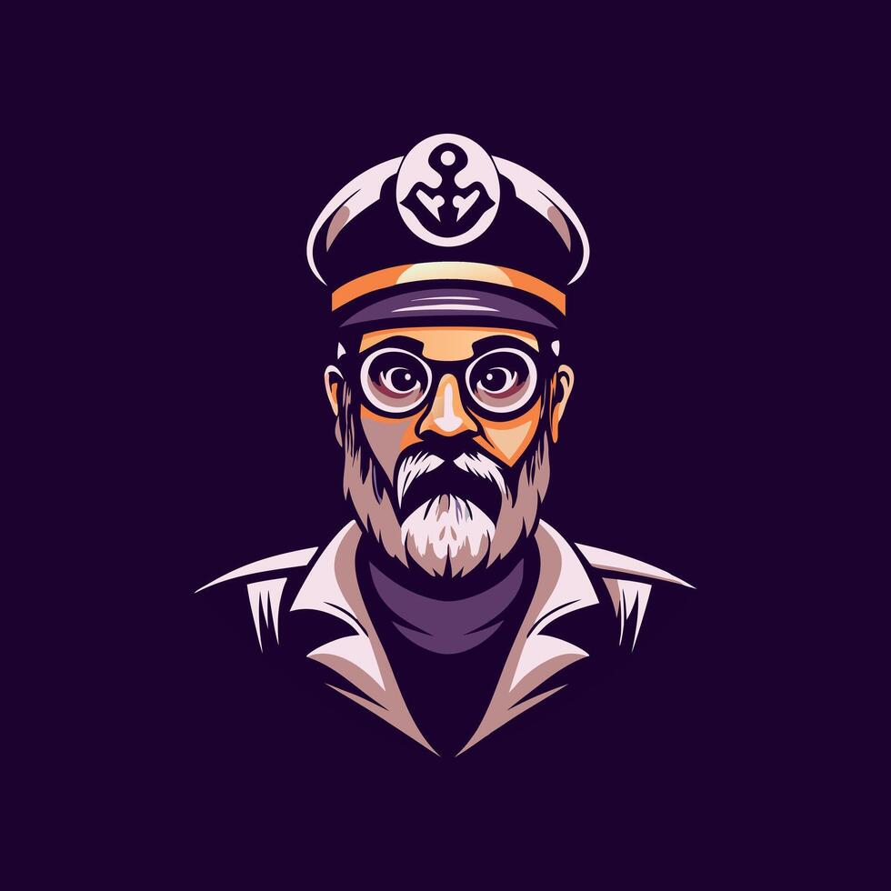 Flat style icon of a ship captain vector