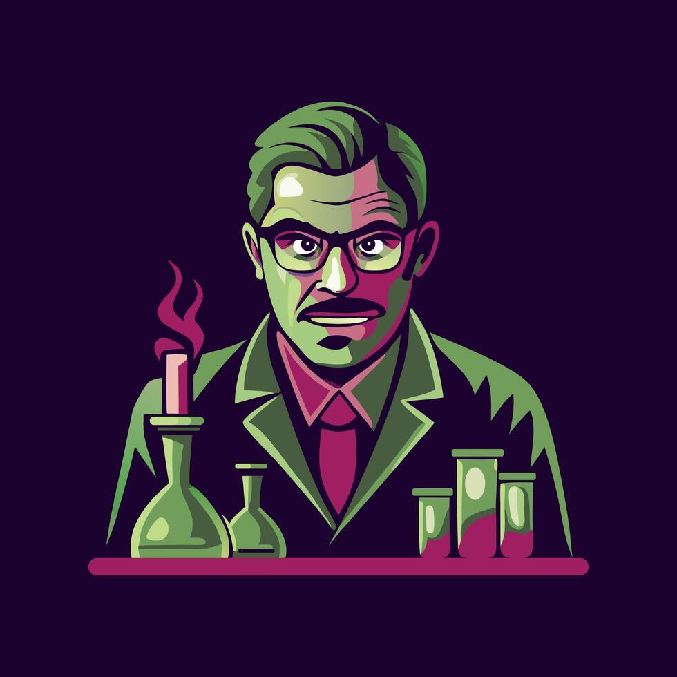 Flat style icon of a chemist vector