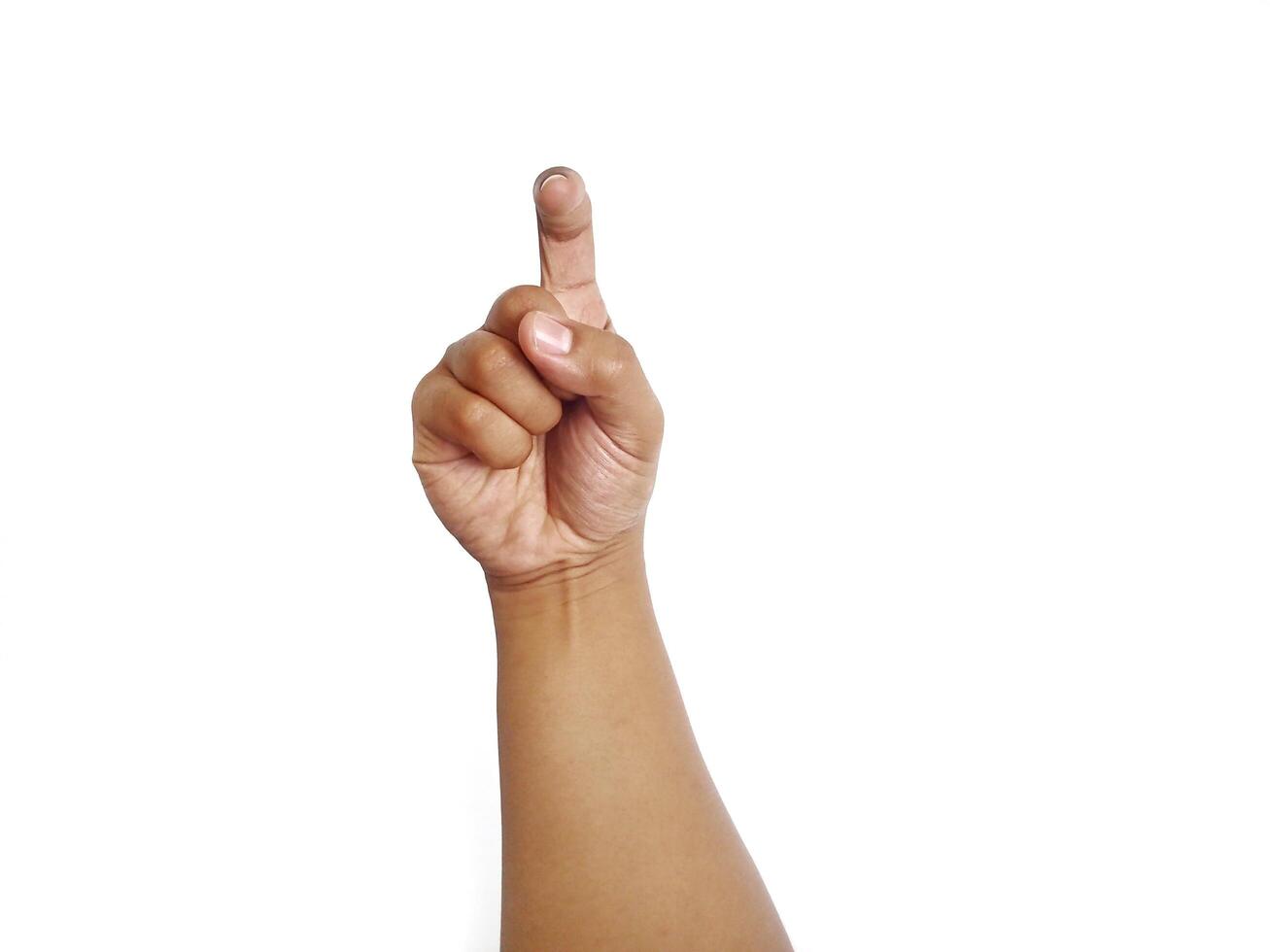 Deaf alphabet letter Z by hand. Letter 'Z' in sign language, isolated on a white background. Hand gestures. languages that use visual manual modality. Deaf Sign. photo