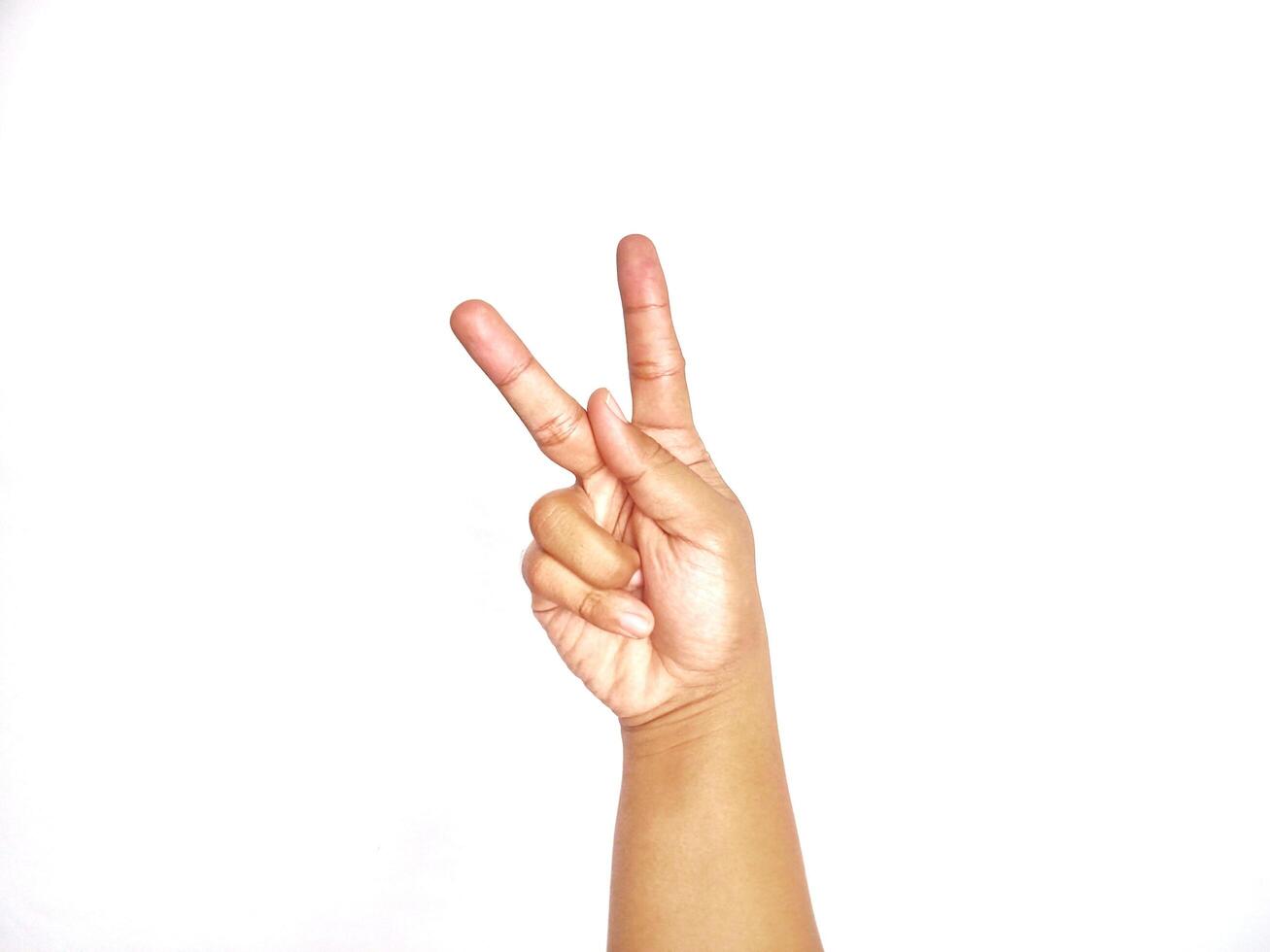 Deaf alphabet letter K by hand. Letter 'K' in sign language, isolated on a white background. Hand gestures. languages that use visual manual modality. Deaf Sign. photo