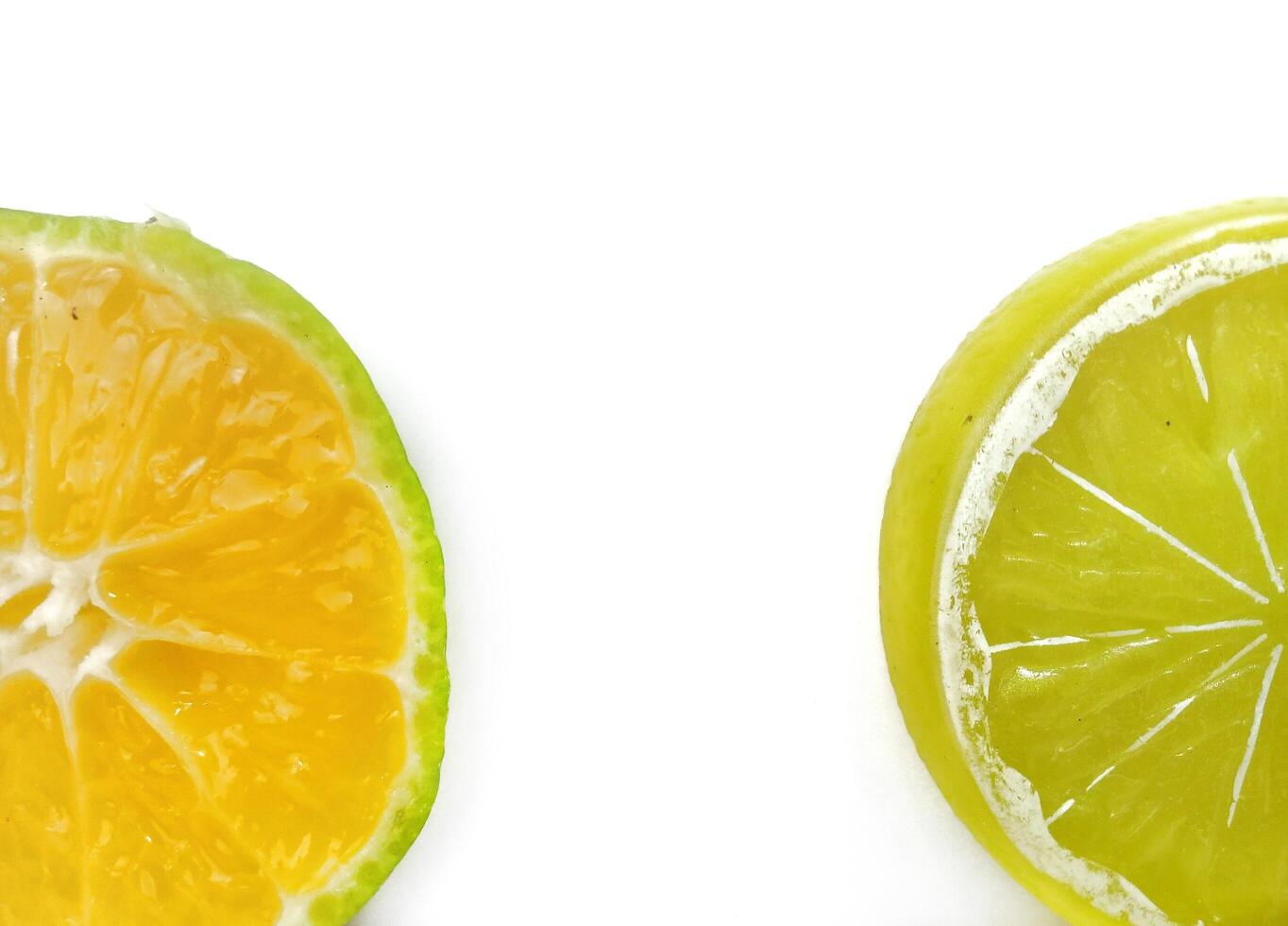 Lemon isolated.2 Round slice of ripe lemon on a white background. Fresh fruits with copy space photo