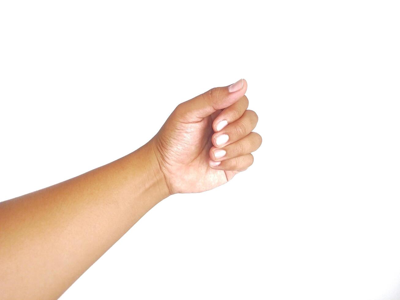 hand holding a bouquet of roses on white background. Isolated. Copy space for text. photo