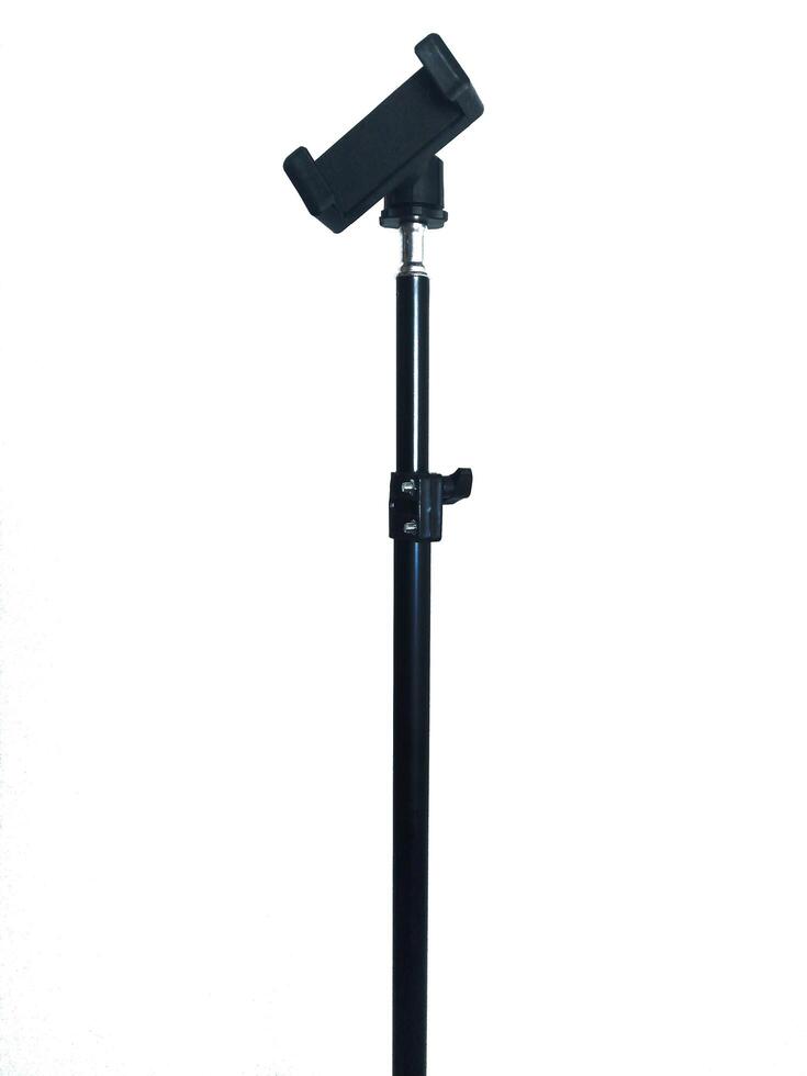 smartphone tripod Stable shooting for a blog or social media content Isolate on a white background photo