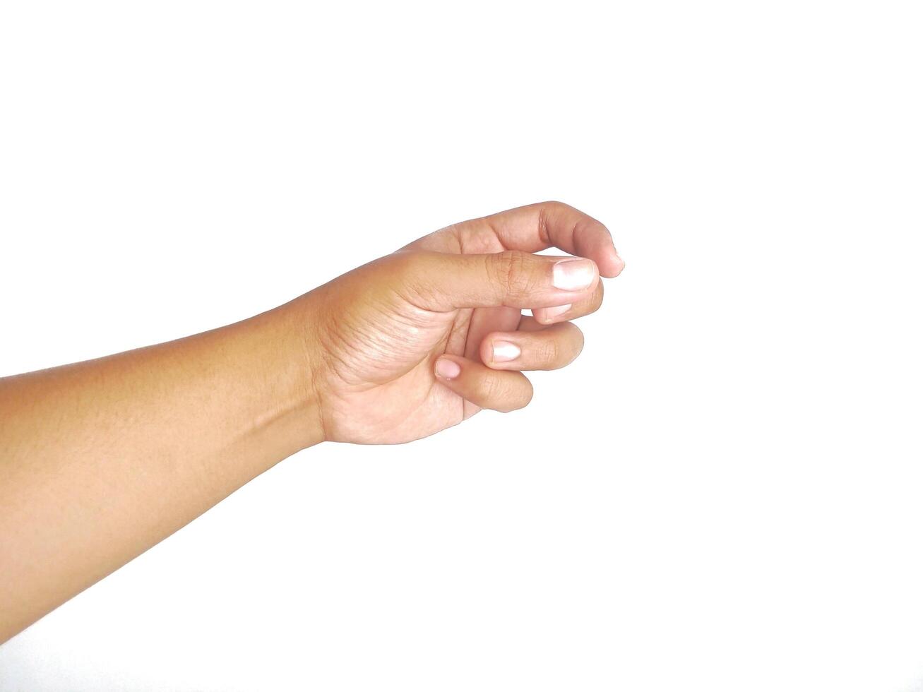 hand holding a bouquet of roses on white background. Isolated. Copy space for text. photo