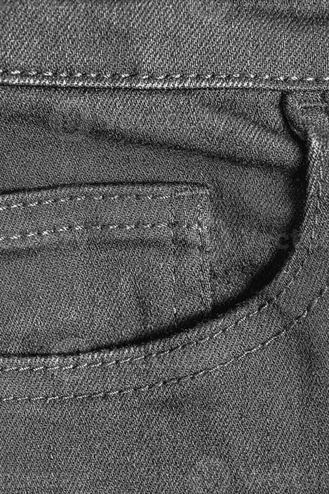 Black jeans pocket as background macro photo. Vertical photo