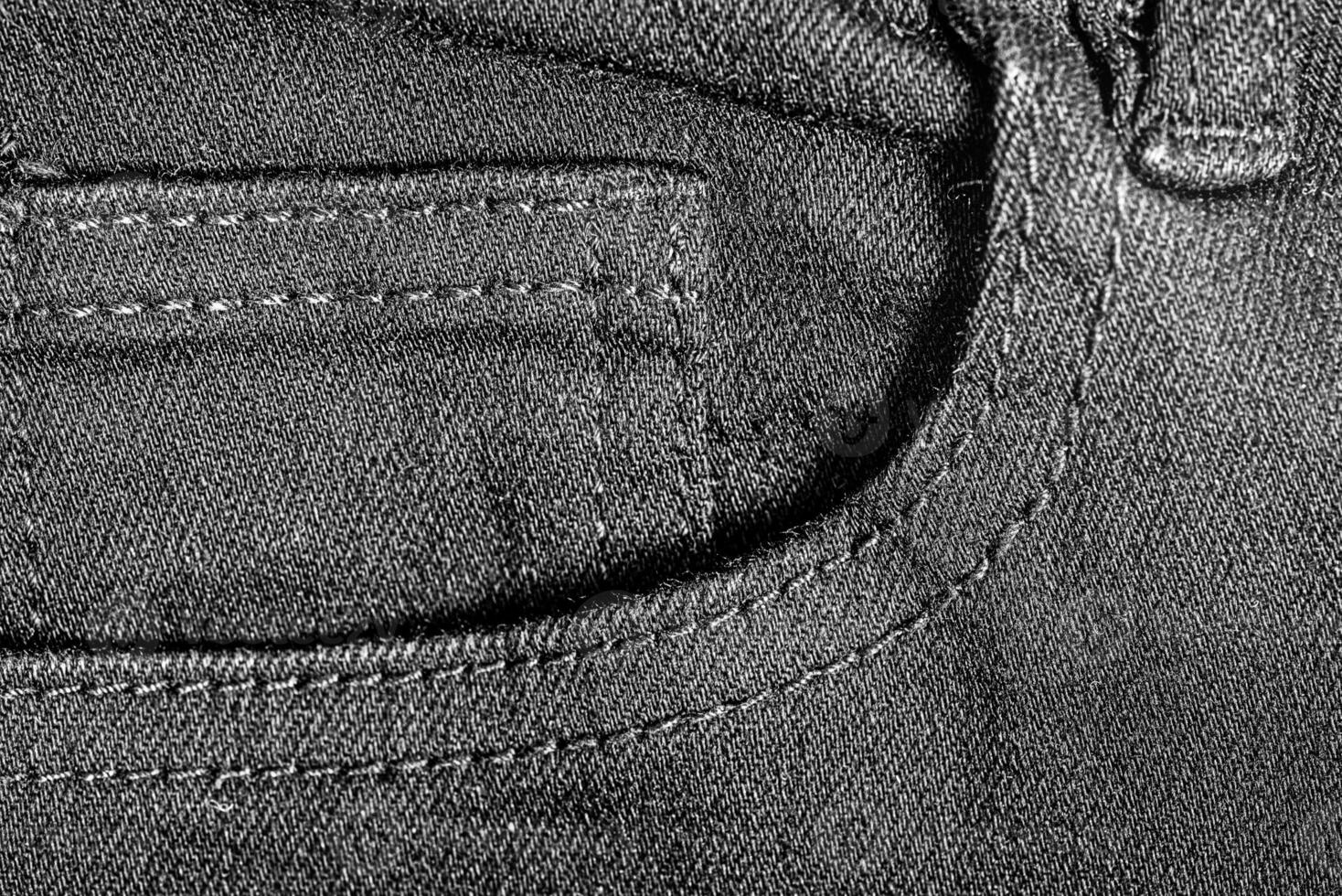 Black jeans pocket as background macro photo. photo