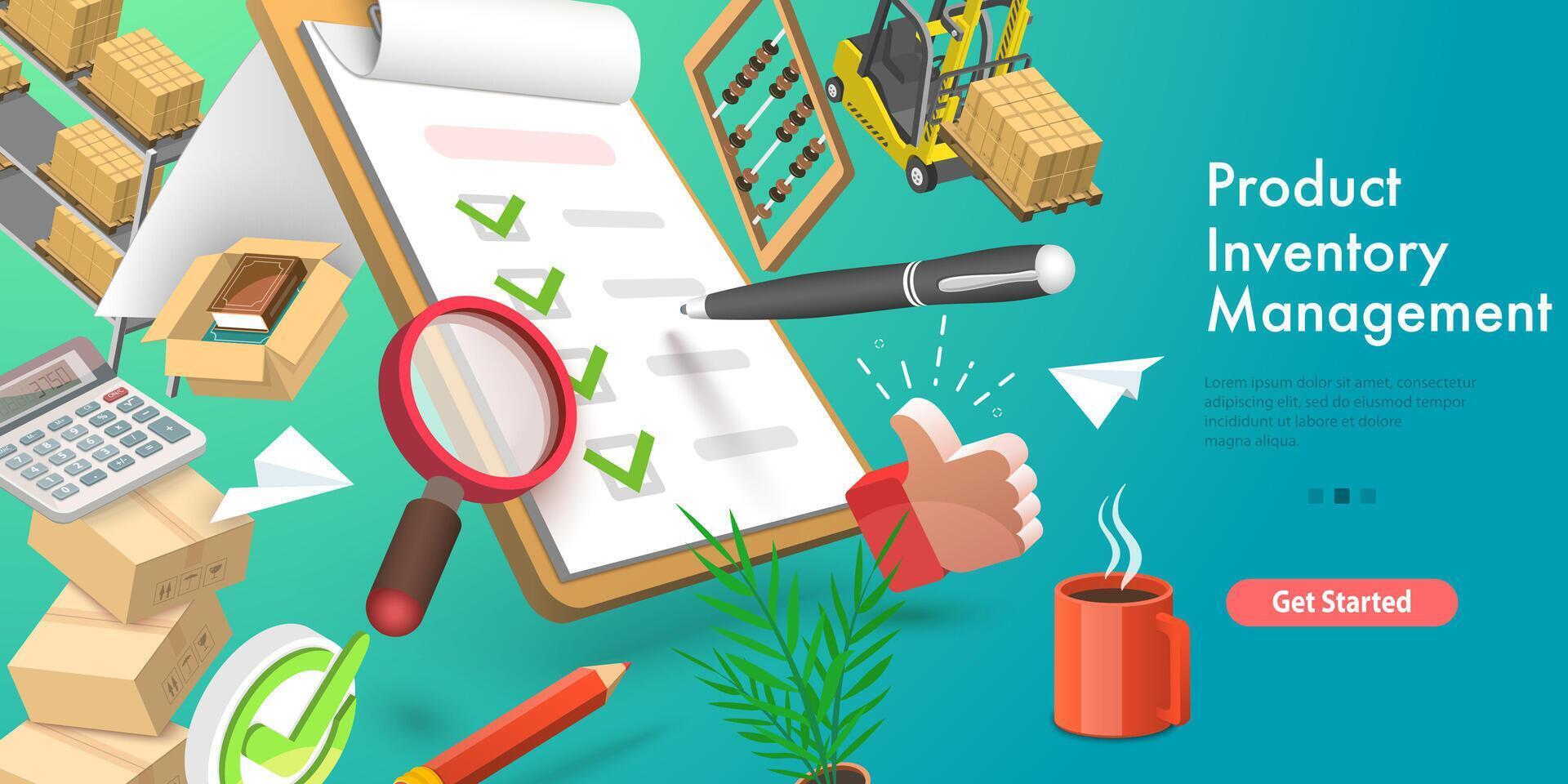 3D Conceptual Illustration of Product Inventory Management vector