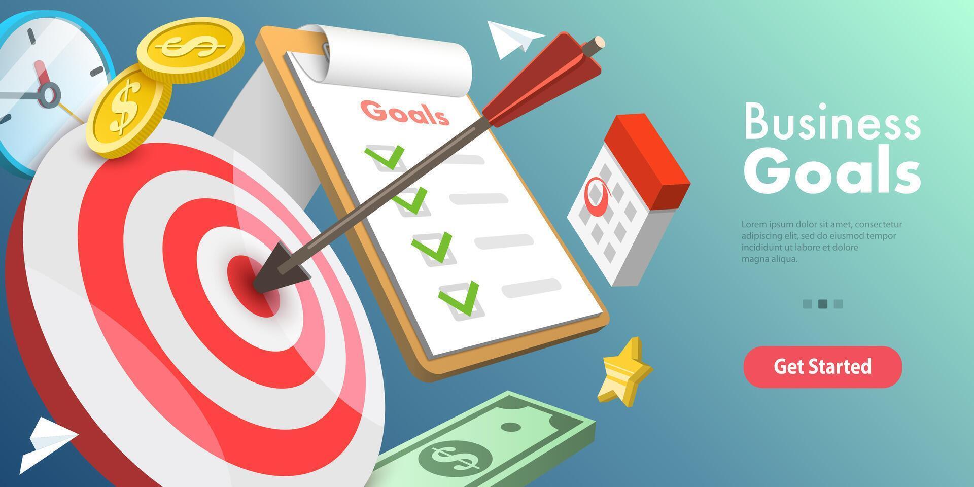 3D Conceptual Illustration of Archieving Business Goal vector