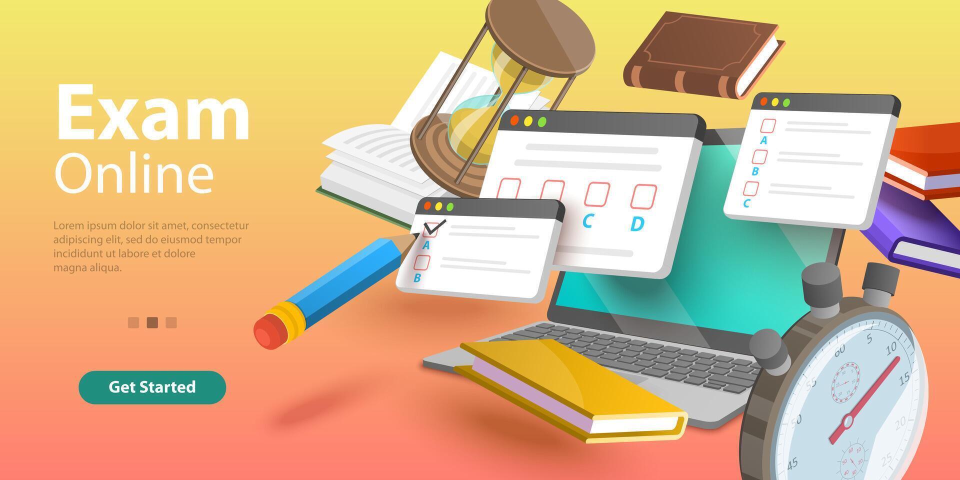 Online Testing, Questionnaire Form, Internet Quiz or Survey, Distant Education. vector