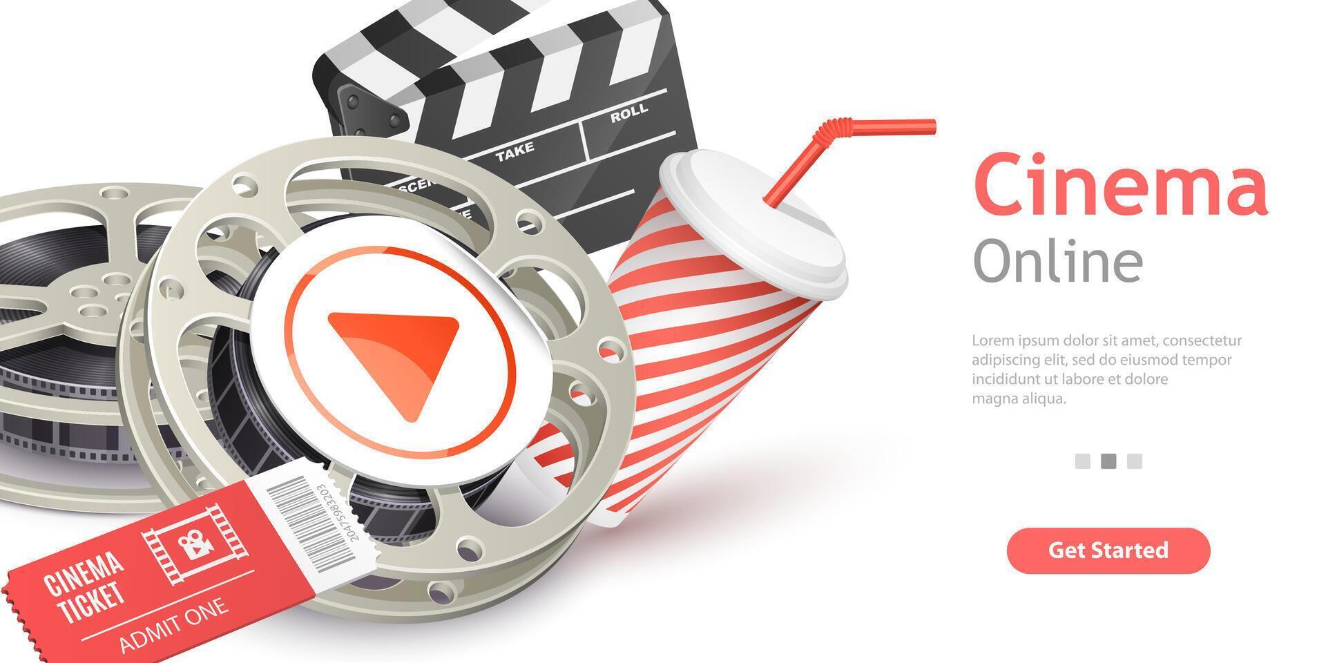 Online Movie Service, Mobile Cinema, Cinematography and Filmmaking. vector