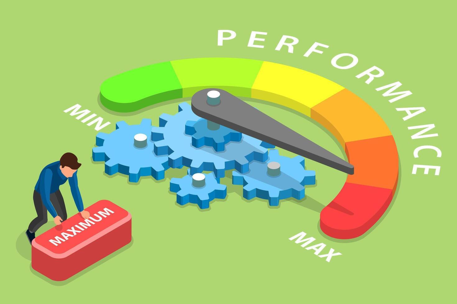 3D Isometric Flat Conceptual Illustration of Efficient Performance Management System vector