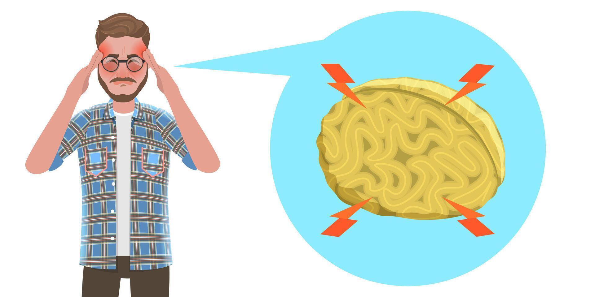 3D Conceptual Illustration of Man Suffering From Migraine vector