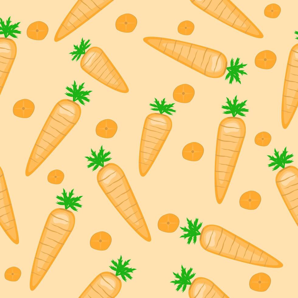seamless pattern with hand drawn carrot image in flat style vector