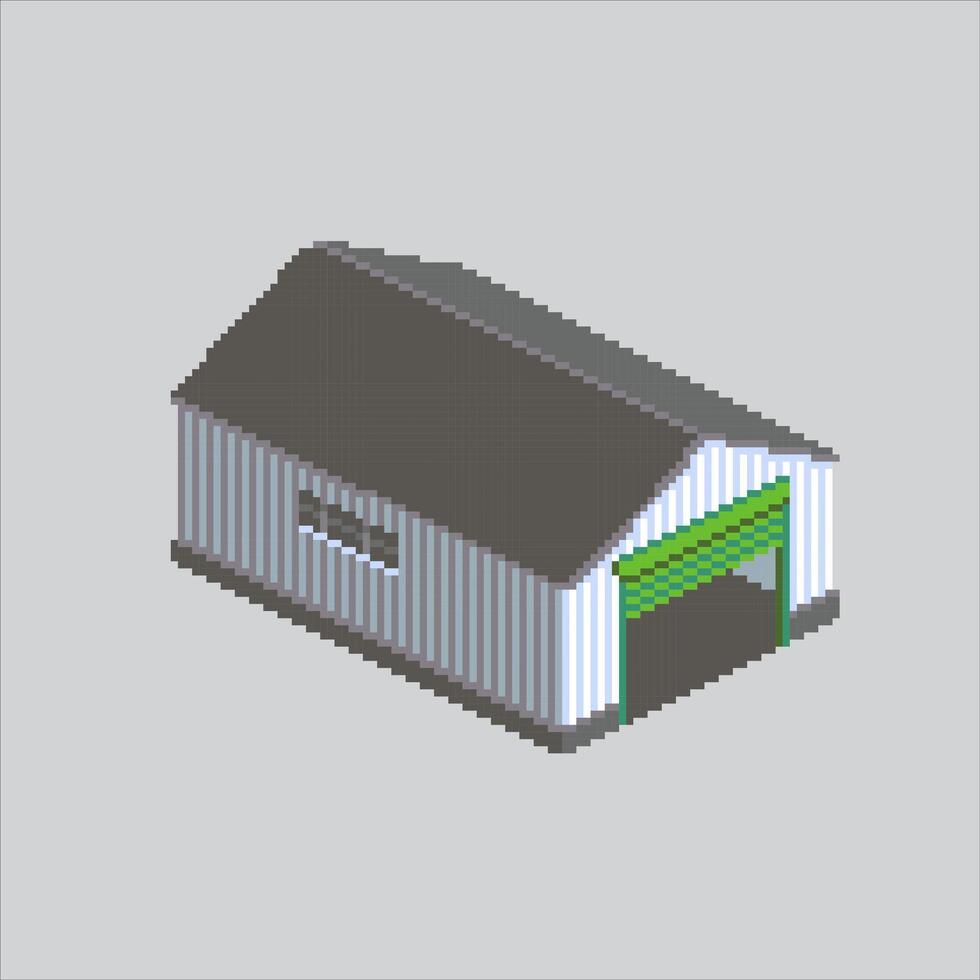 Warehouse Shipping Factory Building pixelated for the pixel art game and icon for website and game. old school retro. vector
