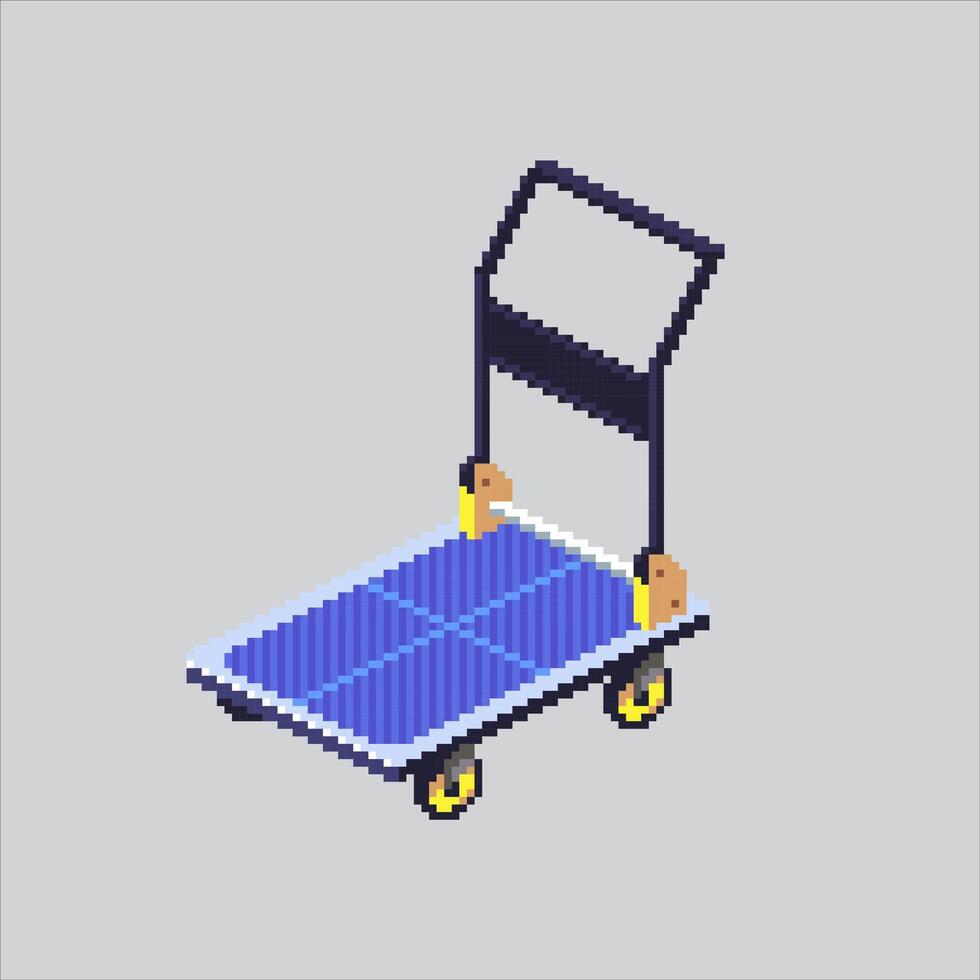 Shipping Trolley Cart pixelated for the pixel art game and icon for website and game. old school retro. vector