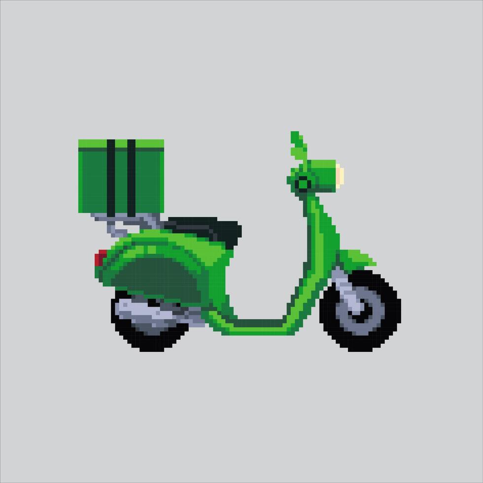 Logistic Delivery Scooter Motorcycle Motorbike pixelated for the pixel art game and icon for website and game. vector