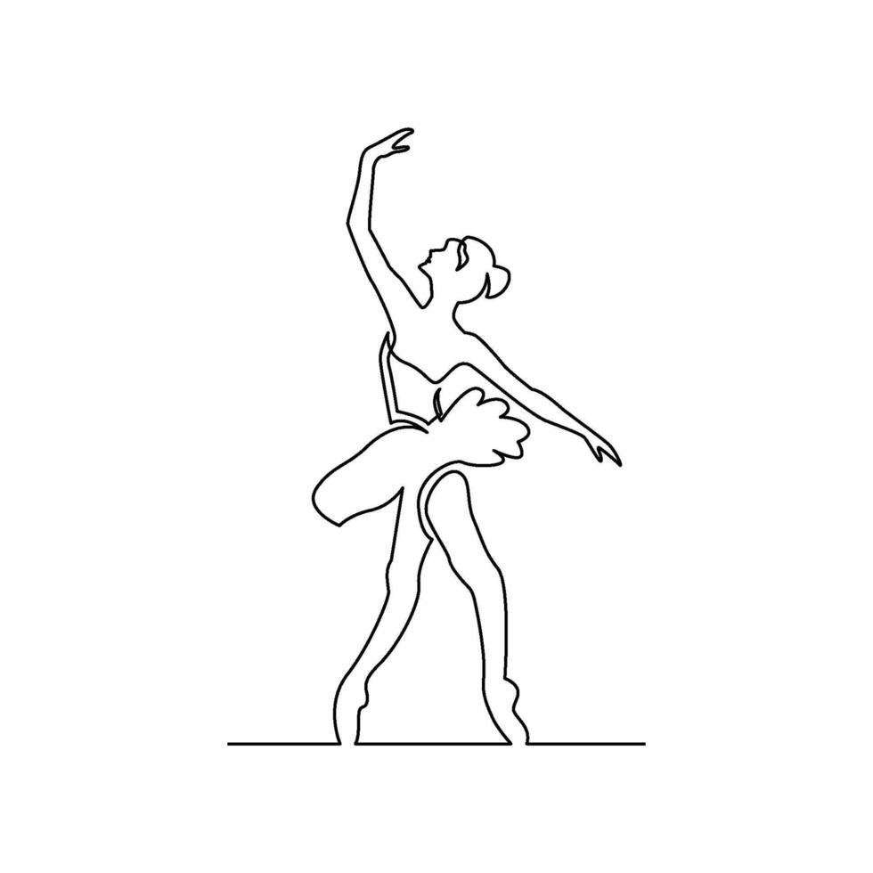 continuous mono line drawing of abstract ballerina vector