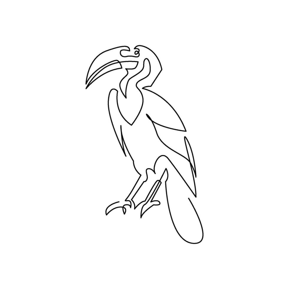continuous mono line drawing of abstract toucan vector