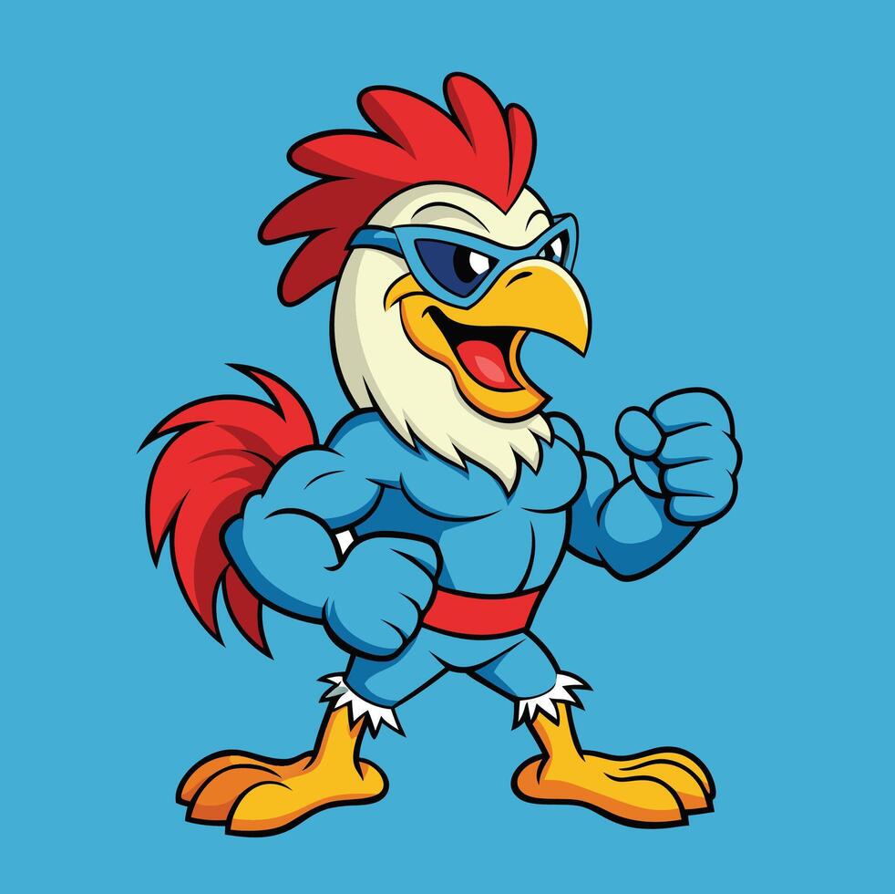 A cartoon rooster character with sunglasses and a red beard vector