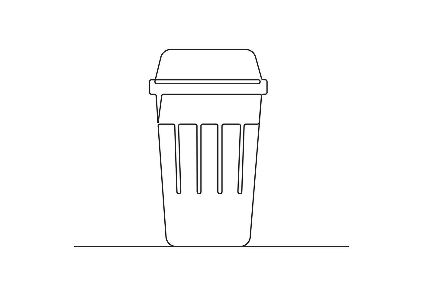 Paper coffee mug continuous one line drawing. Single line art digital illustration vector