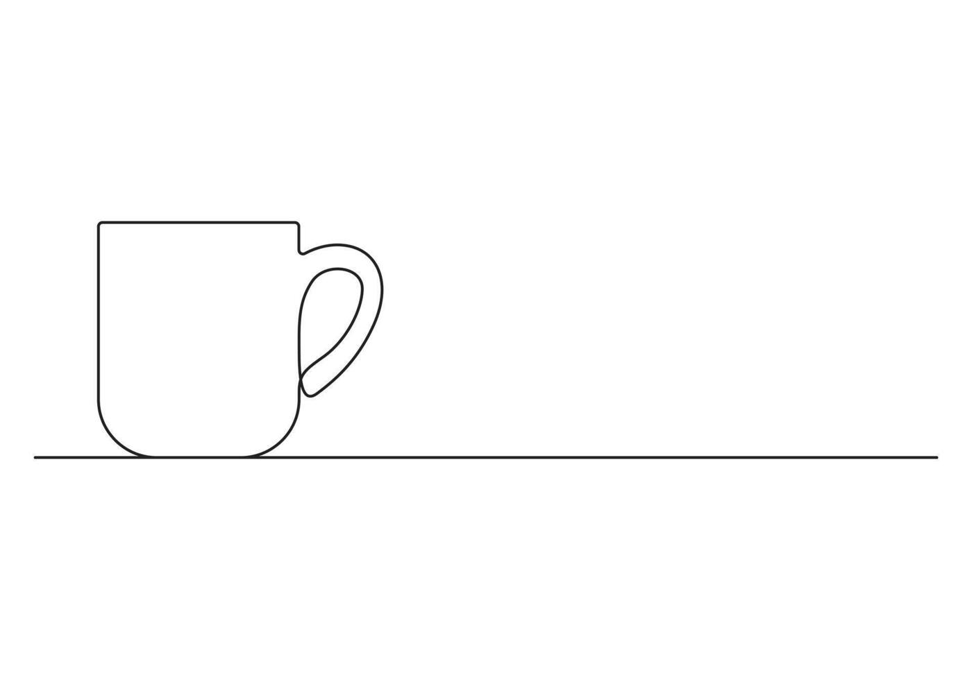 Coffee mug continuous line drawing digital illustration vector
