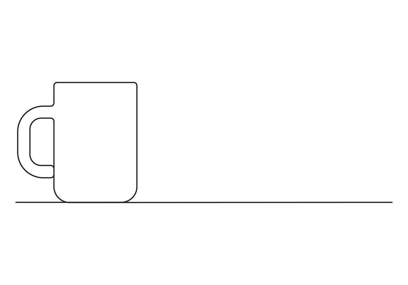 Coffee mug one line drawing digital illustration vector