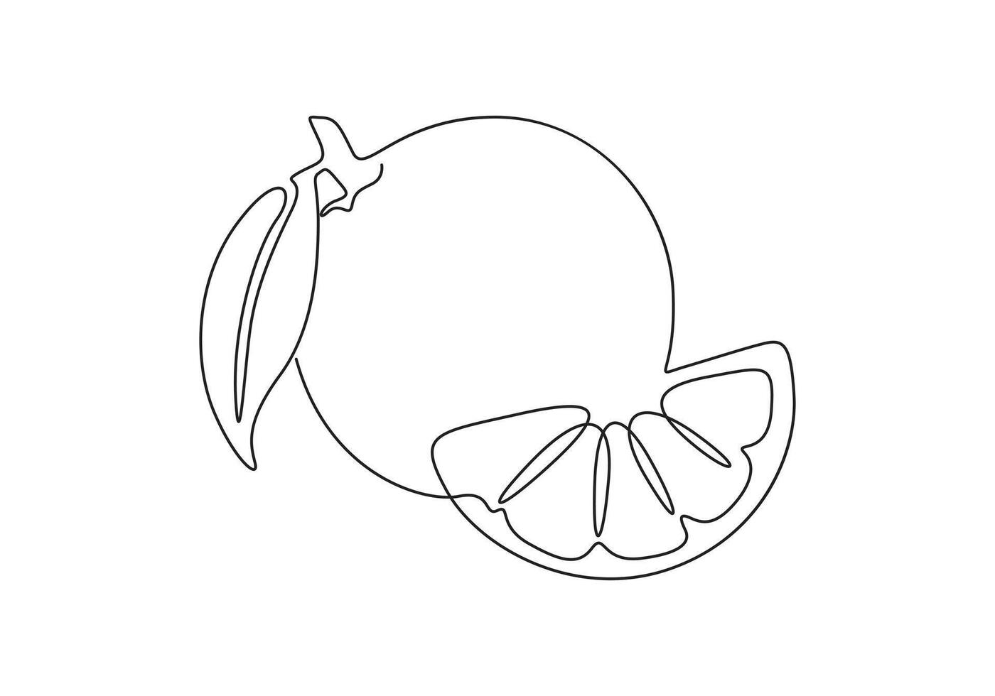 Orange continuous line drawing. Single line art digital illustration vector