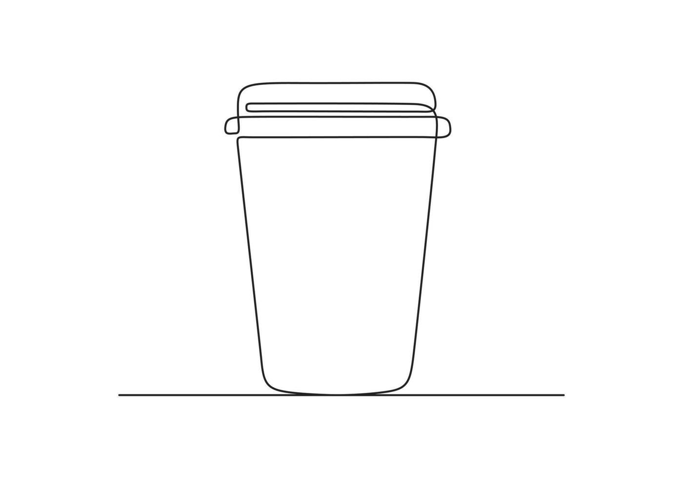 Coffee cardboard cup one line drawing. Empty cardboard boxes, bags for takeaway food continuous single line illustration vector