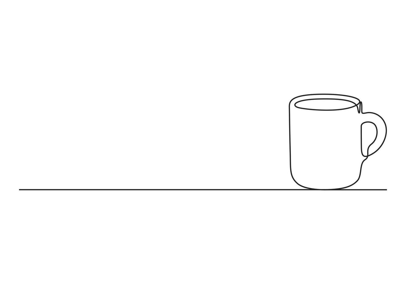Coffee mug continuous one line drawing. Logo for tea stall, coffee shop digital illustration vector