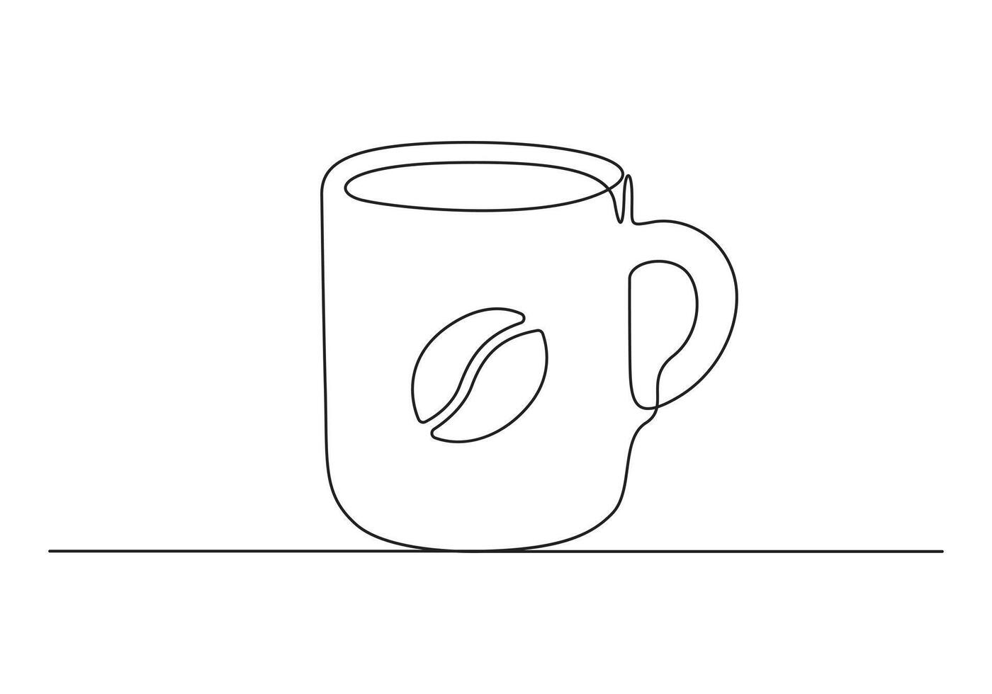 Continuous line drawing of coffee mug. Single line art coffee mug. Digital illustration vector
