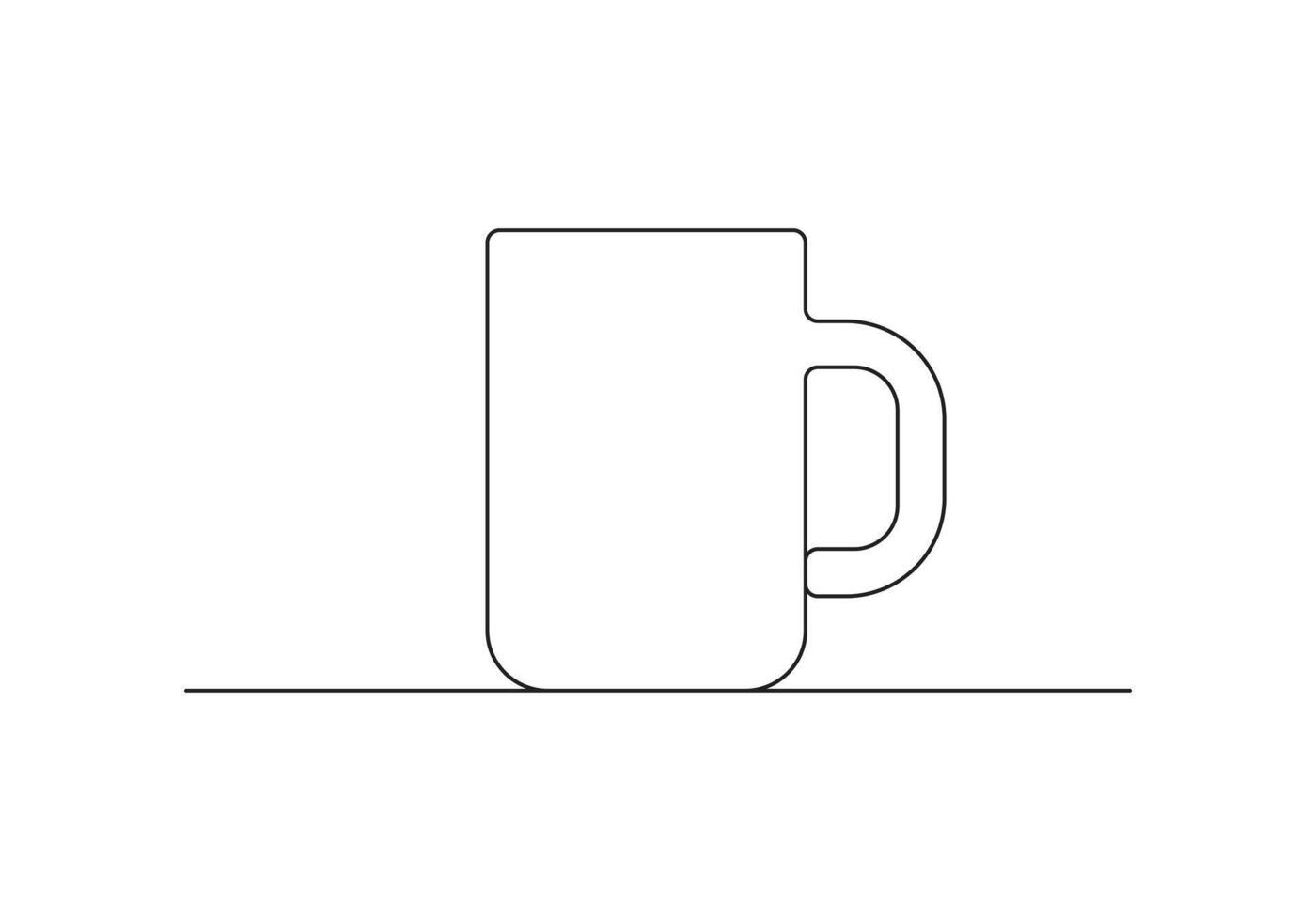 One line drawing of coffee mug digital illustration vector